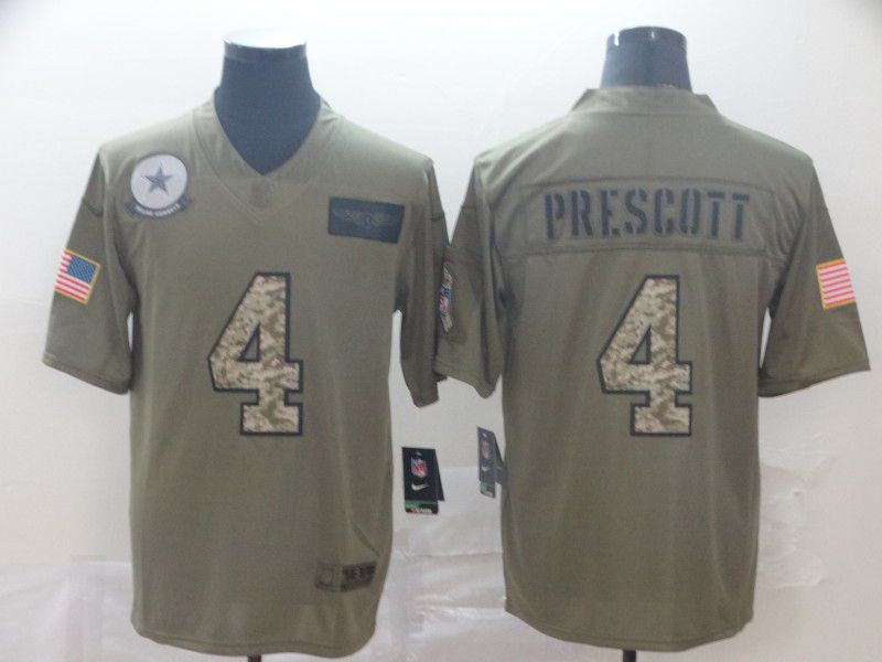 Men Dallas Cowboys #4 Prescott Camo Nike Olive Salute To Service Limited NFL Jersey->dallas cowboys->NFL Jersey